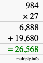 How to calculate 984 times 27 using long multiplication