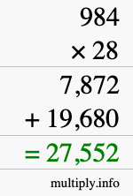 How to calculate 984 times 28 using long multiplication