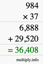 How to calculate 984 times 37 using long multiplication How to calculate 984 times 37 using long multiplication