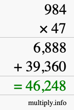 How to calculate 984 times 47 using long multiplication