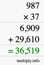 How to calculate 987 times 37 using long multiplication How to calculate 987 times 37 using long multiplication