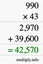 How to calculate 990 times 43 using long multiplication How to calculate 990 times 43 using long multiplication