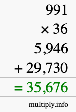 How to calculate 991 times 36 using long multiplication How to calculate 991 times 36 using long multiplication