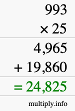 How to calculate 993 times 25 using long multiplication How to calculate 993 times 25 using long multiplication