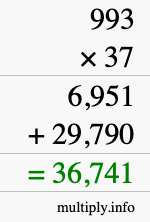 How to calculate 993 times 37 using long multiplication