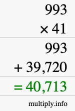 How to calculate 993 times 41 using long multiplication