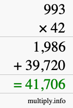 How to calculate 993 times 42 using long multiplication