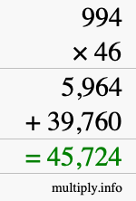 How to calculate 994 times 46 using long multiplication