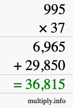 How to calculate 995 times 37 using long multiplication