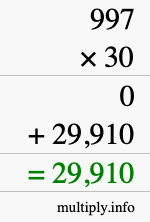How to calculate 997 times 30 using long multiplication