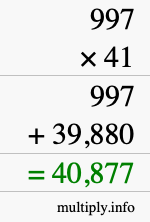 How to calculate 997 times 41 using long multiplication