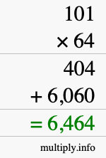 How to calculate 101 times 64 using long multiplication