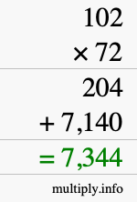How to calculate 102 times 72 using long multiplication How to calculate 102 times 72 using long multiplication