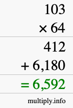 How to calculate 103 times 64 using long multiplication