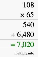 How to calculate 108 times 65 using long multiplication How to calculate 108 times 65 using long multiplication