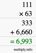 How to calculate 111 times 63 using long multiplication How to calculate 111 times 63 using long multiplication