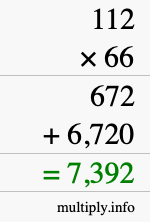How to calculate 112 times 66 using long multiplication How to calculate 112 times 66 using long multiplication