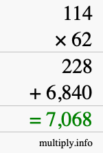 How to calculate 114 times 62 using long multiplication How to calculate 114 times 62 using long multiplication