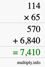How to calculate 114 times 65 using long multiplication How to calculate 114 times 65 using long multiplication