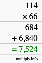 How to calculate 114 times 66 using long multiplication How to calculate 114 times 66 using long multiplication
