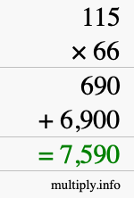 How to calculate 115 times 66 using long multiplication How to calculate 115 times 66 using long multiplication