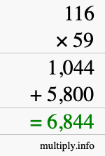 How to calculate 116 times 59 using long multiplication