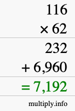 How to calculate 116 times 62 using long multiplication How to calculate 116 times 62 using long multiplication