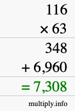 How to calculate 116 times 63 using long multiplication How to calculate 116 times 63 using long multiplication