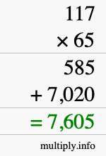 How to calculate 117 times 65 using long multiplication How to calculate 117 times 65 using long multiplication
