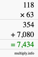 How to calculate 118 times 63 using long multiplication How to calculate 118 times 63 using long multiplication