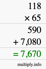 How to calculate 118 times 65 using long multiplication How to calculate 118 times 65 using long multiplication