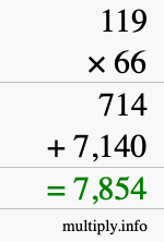 How to calculate 119 times 66 using long multiplication How to calculate 119 times 66 using long multiplication