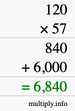 How to calculate 120 times 57 using long multiplication How to calculate 120 times 57 using long multiplication