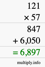How to calculate 121 times 57 using long multiplication How to calculate 121 times 57 using long multiplication