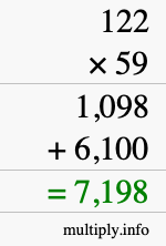 How to calculate 122 times 59 using long multiplication How to calculate 122 times 59 using long multiplication
