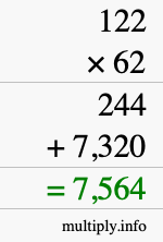 How to calculate 122 times 62 using long multiplication How to calculate 122 times 62 using long multiplication