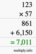 How to calculate 123 times 57 using long multiplication How to calculate 123 times 57 using long multiplication