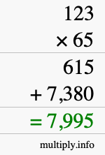 How to calculate 123 times 65 using long multiplication How to calculate 123 times 65 using long multiplication