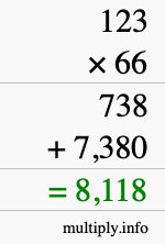 How to calculate 123 times 66 using long multiplication How to calculate 123 times 66 using long multiplication