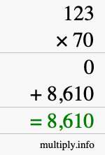 How to calculate 123 times 70 using long multiplication