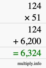 How to calculate 124 times 51 using long multiplication How to calculate 124 times 51 using long multiplication