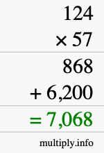 How to calculate 124 times 57 using long multiplication How to calculate 124 times 57 using long multiplication