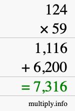 How to calculate 124 times 59 using long multiplication How to calculate 124 times 59 using long multiplication