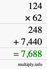 How to calculate 124 times 62 using long multiplication How to calculate 124 times 62 using long multiplication