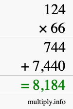 How to calculate 124 times 66 using long multiplication How to calculate 124 times 66 using long multiplication