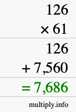 How to calculate 126 times 61 using long multiplication