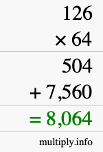 How to calculate 126 times 64 using long multiplication