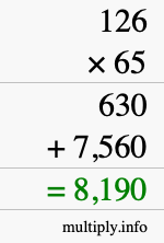 How to calculate 126 times 65 using long multiplication How to calculate 126 times 65 using long multiplication
