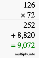 How to calculate 126 times 72 using long multiplication How to calculate 126 times 72 using long multiplication