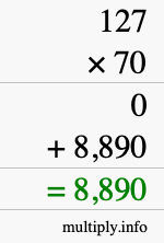 How to calculate 127 times 70 using long multiplication